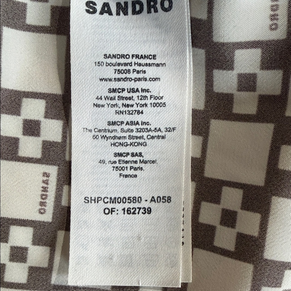 Sandro Brown and Cream Geometric Men's Shirt - Picture 9 of 10